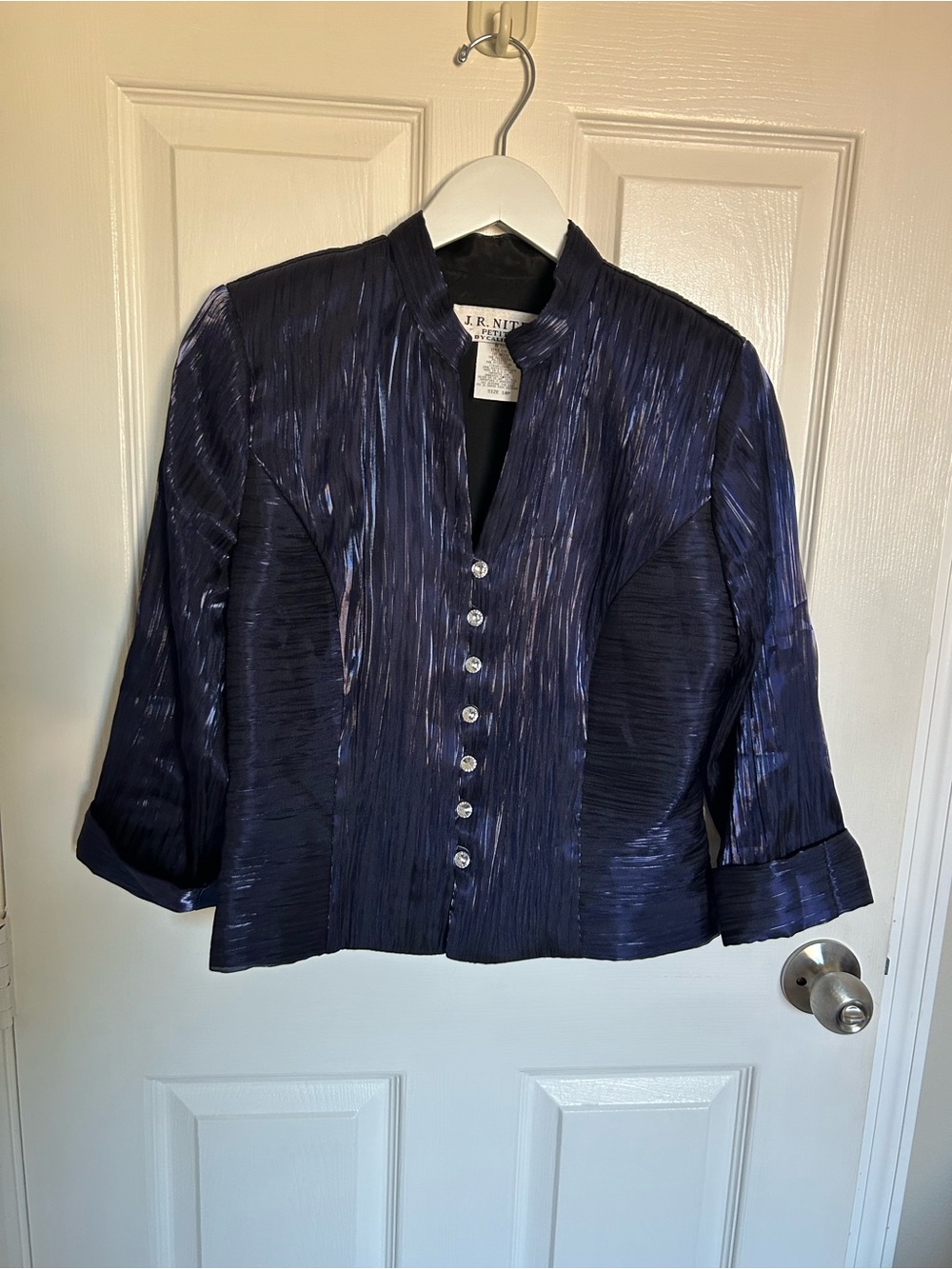 Vintage 90’s Navy/Midnight Blue Shimmer Button-Front Women's Evening Jacket